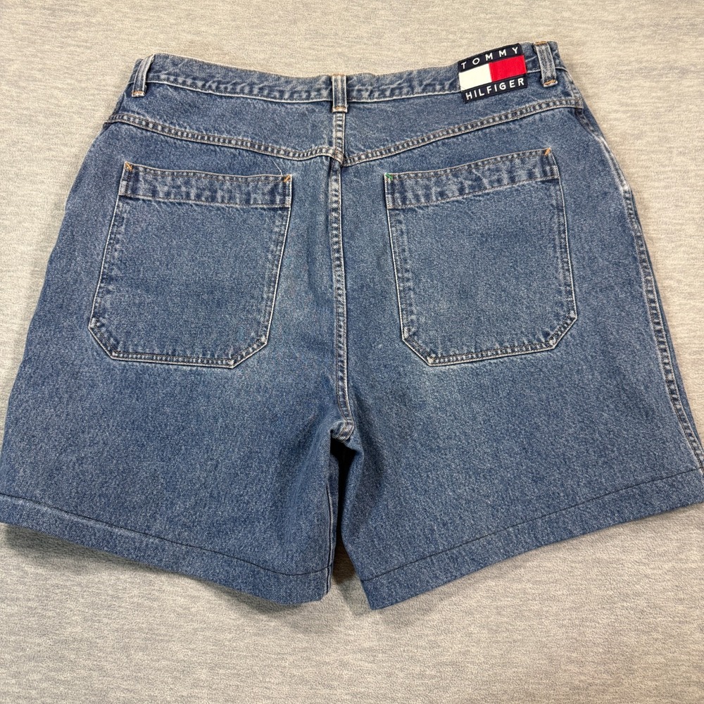 Tommy Hilfiger Shorts Adult 42 Blue Denim Cargo VTG Flag Logo Cut of Jeans‎